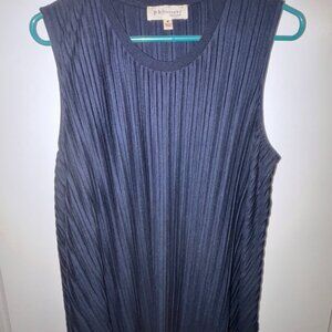 Philosophy Sleeveless Accordian Tank Top in Navy Blue, Size M